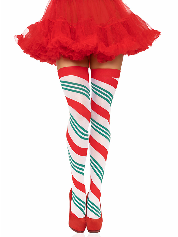 Jolly Holiday Striped Thigh Highs