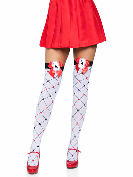 Card Suit Thigh High Stockings