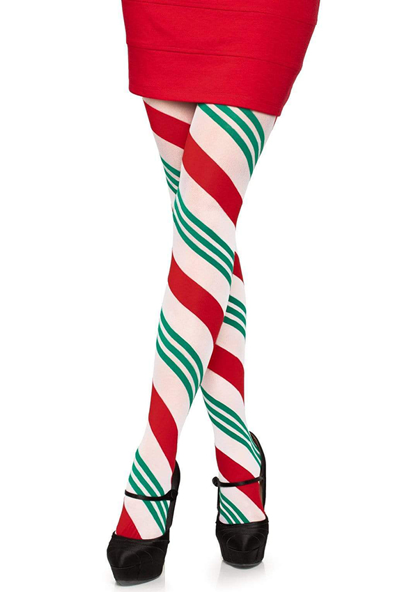 Lane Holiday Ribbon Striped Tights