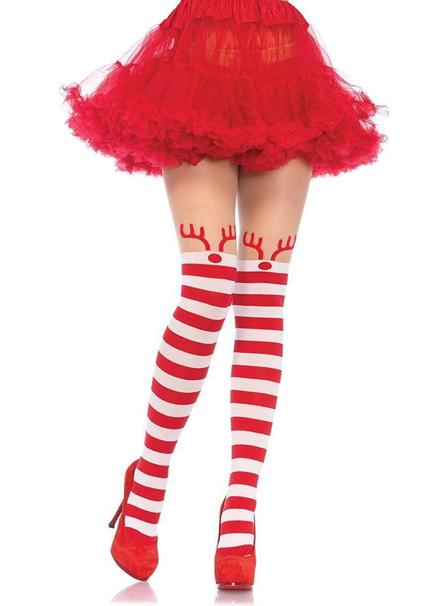 Rudolph Reindeer Striped Tights