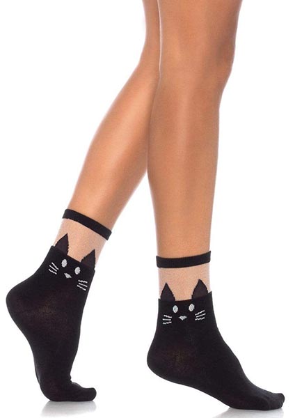 Daphne Black Cat Ankle Socks