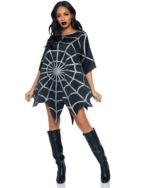 Gothic Glitter Spider Web Costume Poncho