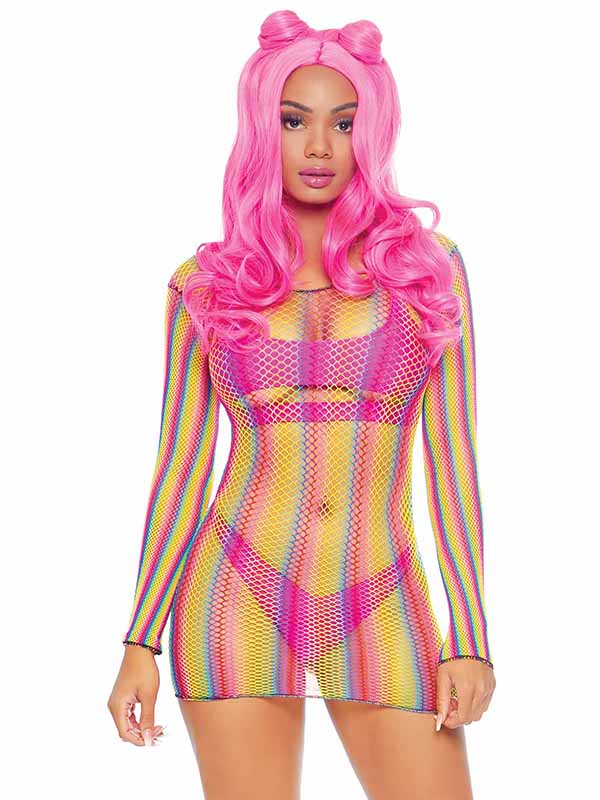 Not Sorry Rainbow Net Dress