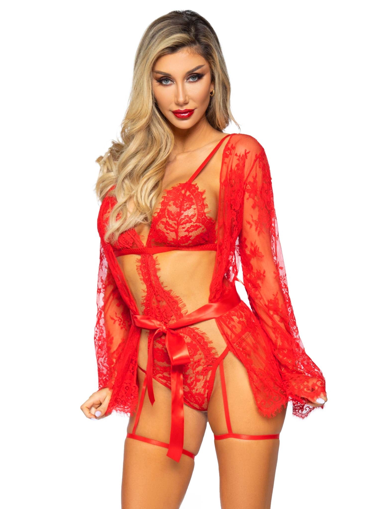 All Romance Lace Teddy & Robe Set