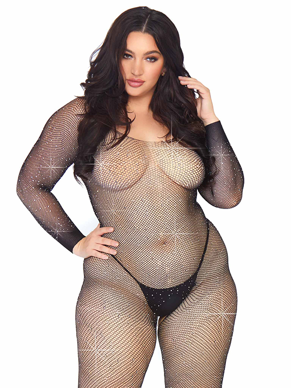 Plus Please Me Rhinestone Bodystocking