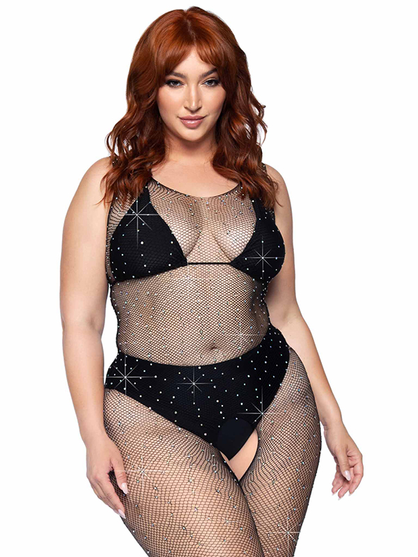 Plus Dare Me Rhinestone Bodystocking