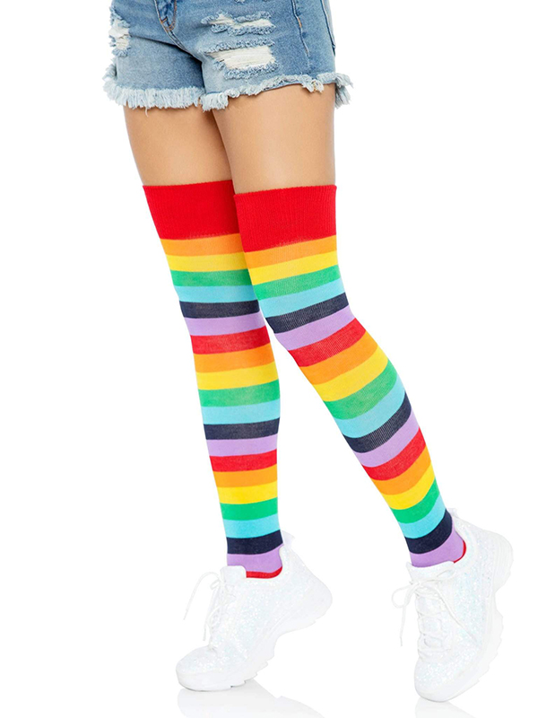 Cherry Rainbow Thigh High Stockings